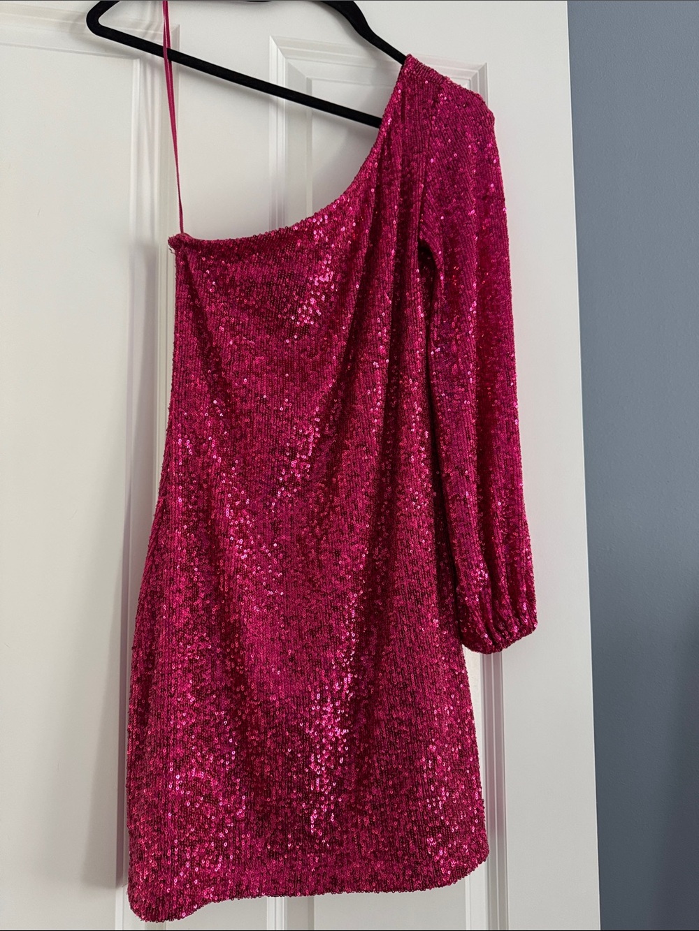 BB Dakota by Steve Madden One-Shoulder Sequin Mini Dress in Hot Pink